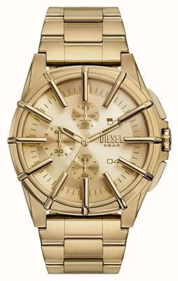 Diesel Heren ingelijste (44 mm) gouden chronograaf wijzerplaat / goudkleurige roestvrijstalen armband DZ4659