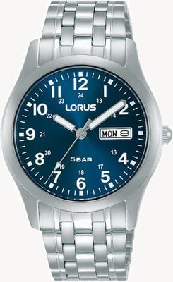 Lorus Mostrador clássico dia/data (38 mm) azul sunray / aço inoxidável RXN77DX9