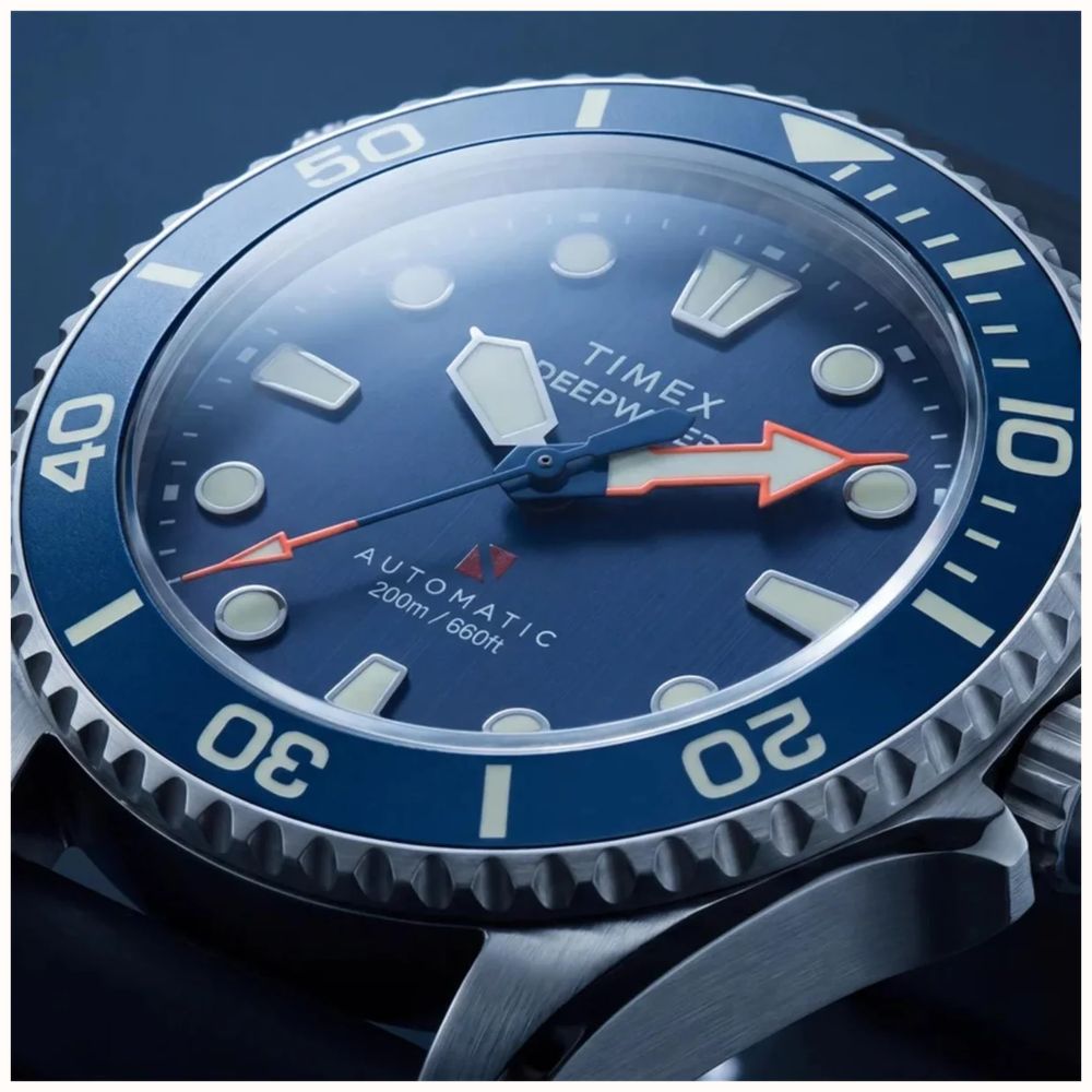 Timex Deepwater Meridian 44mm Blue Dial Rubber Mens Automatic TW3A01700 - alternative Ansicht 3