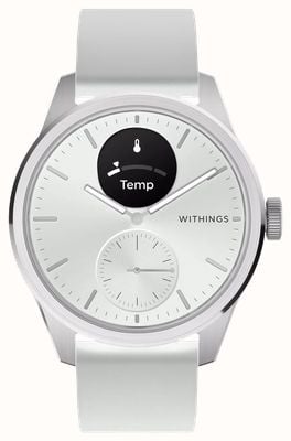 Withings Scanwatch 2 – Hybrid-Smartwatch mit EKG (42 mm), weißes Hybrid-Zifferblatt / graues Silikon HWA10-MODEL 5-ALL-INT