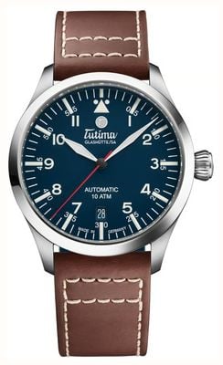 Tutima Glashütte Flieger T5 Automatic (38.5mm) Glossy-Blue Dial / Light Brown Horween Leather Strap 6109-03