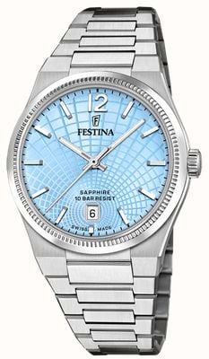 Festina 瑞士制造 rivé 石英（35 毫米）浅蓝色表盘/不锈钢表带 F20052/5