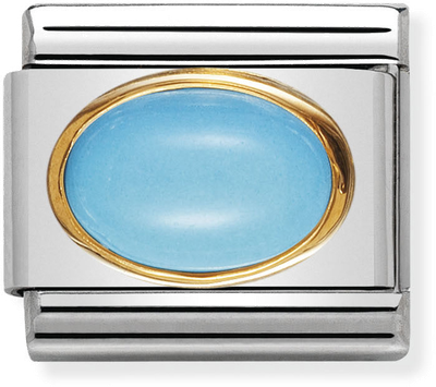 Nomination Classic Oval Hard Stones In Stainless Steel And 18ct Gold TURQUOISE Charm 030502/06
