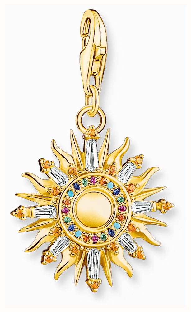 Thomas Sabo Jewellery Sun Charm Pendant Gold Plated Sterling Silver  Crystal Set 1935-488-7