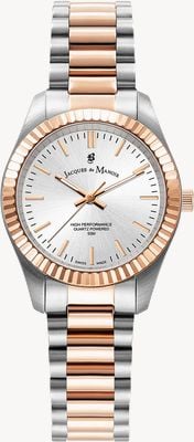 Jacques Du Manoir Inspiration Prime Quarz (31 mm) silbernes Zifferblatt mit Sonnenschliff / zweifarbiges Edelstahlarmband JWL03904