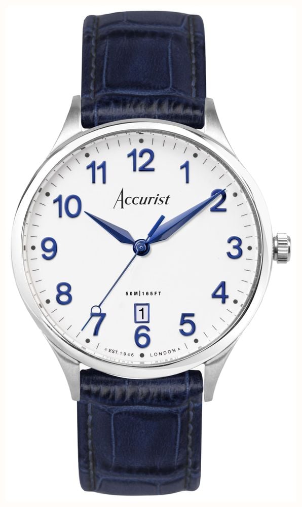 Accurist Men's Classic Quartz (37mm) White Dial Blue Leather
