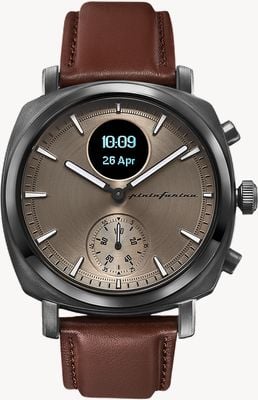 Pininfarina by Globics Senso hybrid smartwatch (44mm) mercuurgrijs / Italiaans alligatorleer bruin horloge PMH01A-02 EX DISPLAY