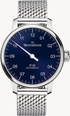 MeisterSinger No.3 Automatic (43mm) Sunburst Blue Dial / Stainless Steel Milanese Bracelet AM908-MIL20