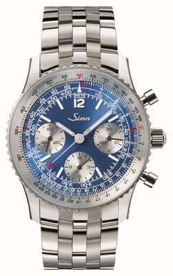 Sinn Edición limitada 903 ti ii aniversario (41 mm), esfera azul, pulsera de eslabones finos y correa de piel marrón. 903.100