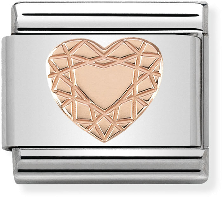 Nomination Classic Diamond Heart 9ct Rose Gold & Steel Charm 430104/19