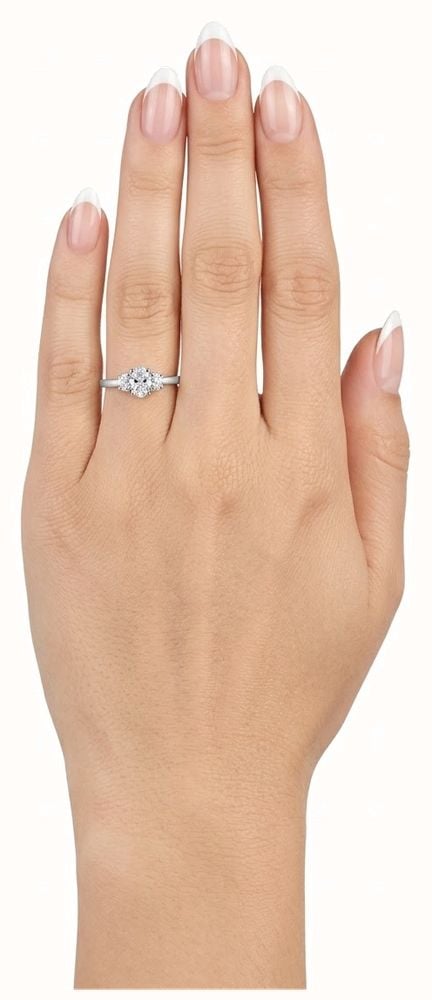 0.89ct Oval Natural Diamond Platinum Trilogy Ring J25396 - 別ビュー 4