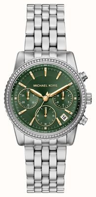 Michael Kors Bryant Chronograph (35 mm), grünes Zifferblatt / Edelstahlarmband MK7583