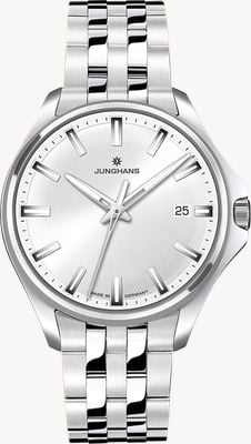 Junghans Meister S Quartz 35 (35mm) Silver Sunray Dial / Stainless Steel Bracelet Watch 47/4633.44