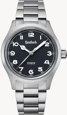 Hanhart パイオニア プリベンター HD12™ (39mm) ブラックダイヤル / ステンレススチールブレスレット ウォッチ 792.810-6429