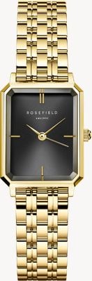 Rosefield Octagon XS (19.5mm) Black Dial / Gold-Plated Stainless Steel Bracelet OBGSG-O61