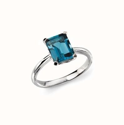 Elements Gold 9ct W/g Ldn Blue Topaz Ring Size UK O GR504T
