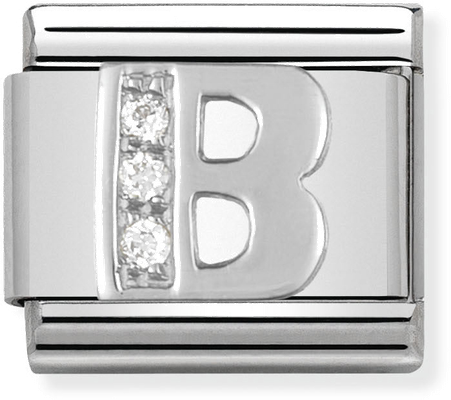 Nomination Classic Letter B Sterling Silver & Steel Cubic Zirconia Charm 330301/02