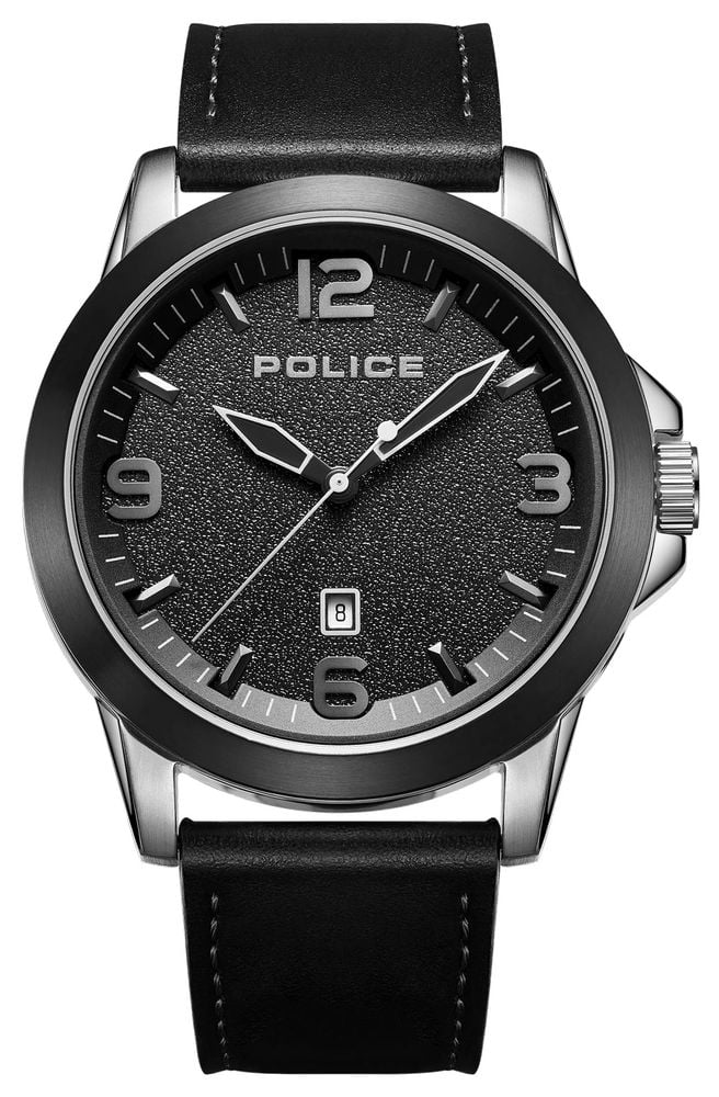 Police CLIFF Quartz Date 47mm Black Dial Black Leather Strap PEWJB2194540 James Moore Co. Jewellers of Distinction Since 1997 in Kenilworth Warwickshire