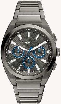 Fossil Men's Everett Chronograph (44mm) Textured Grey Dial / Gunmetal PVD Stainless Steel Bracelet FS6107