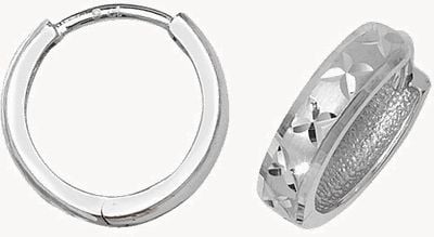 Treasure House 9k White Gold Diamond Cut Hinged Hoop Earrings ER013W