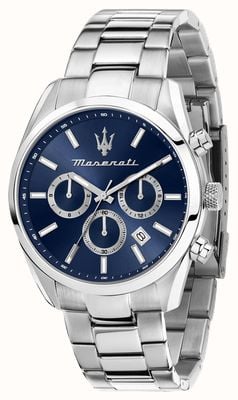 Maserati Attrazione heren (43 mm) blauwe wijzerplaat / roestvrijstalen armband R8853151005
