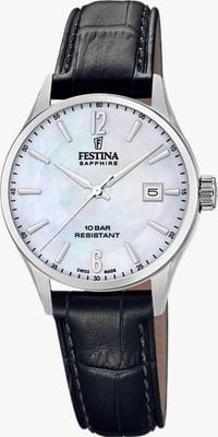 Festina Swiss Made Classic (29mm) Mother-of-Pearl Dial / Black Leather Strap F20009/7