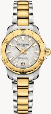 Certina DS Action Silver Glitter Dial / Two Tone Stainless Steel Bracelet C0329512203101 USED