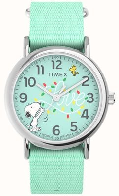 Часы Timex x Peanuts Holiday Weekend (38 мм), синий циферблат/синий тканевый ремешок TW2W24500