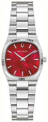 Bulova Super Seville Mini (25 mm) cadran en nacre rouge / bracelet en acier inoxydable 96L354