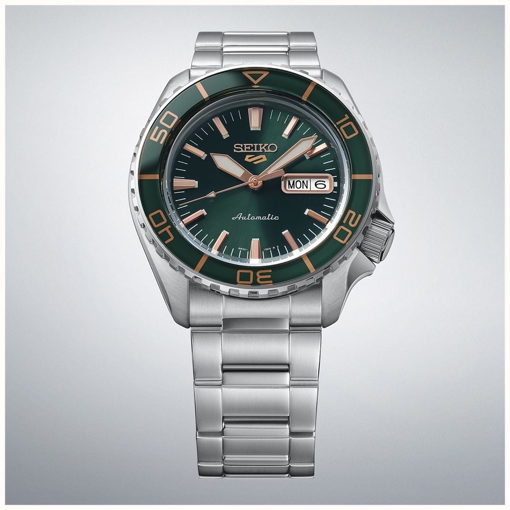 Seiko 5 Sports SKX SNZH Automatic (42.5mm) ‘Tweed Green’ Dial / Stainless Steel Bracelet Watch HDB005K1 - autre vue 2