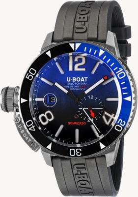 U-Boat Sommerso ghiera Ceramica (46 mm) blauwe wijzerplaat / zwarte gevulkaniseerde rubberen band 9519