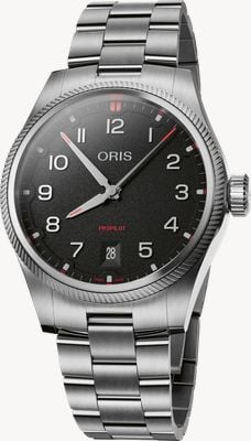 ORIS Propilot date automatique (41 mm) cadran noir texturé / bracelet en acier inoxydable 01 733 7805 4164-07 8 20 04LC