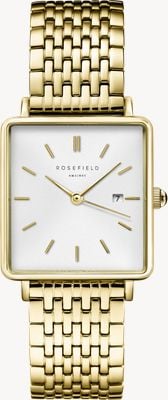 Rosefield Boxy - Gift Set (26mm) White Dial / Gold-Plated Stainless Steel & Mesh Bracelets BMWMG-X240