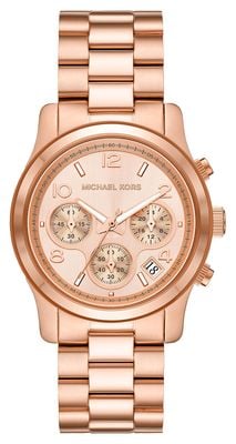 Michael Kors Women s Runway Rose Gold Chrono Dial Rose Gold Stainless Steel Bracelet MK7324 James Moore Co. Jewellers of Distinction Since 1997 in Kenilworth Warwickshire