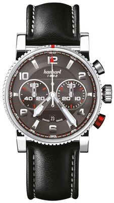 Hanhart Chronographe automatique Primus Racer (44 mm), cadran anthracite / bracelet en cuir noir - m 741.240-0020