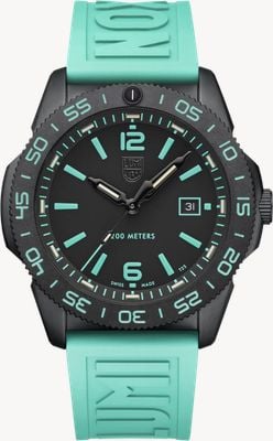 Luminox Pacific Diver 3120 Serie limitierte Auflage (44 mm) schwarzes Zifferblatt / Petrol- und schwarze EPDM-Schneidemattengurte XS.3124.N.SET