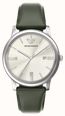 Emporio Armani Three-Hand Quartz (39mm) Cream Sunray Dial / Green Leather Strap AR11811