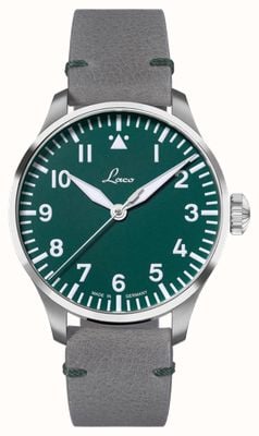 Laco Augsburg grün 42 edição limitada (42 mm) mostrador verde / pulseira de couro cinza 862178
