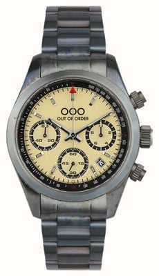 Out Of Order Crème sportieve chronografo (40 mm) crèmekleurige wijzerplaat / roestvrijstalen armband OOO.001-23.CR.AC
