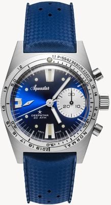 Aquastar Deepstar Automatik-Chronograph (39 mm) blaues Zifferblatt / blaues Tropic-Armband DS39-TRO BR