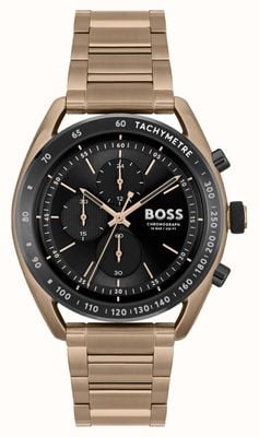 BOSS Court central hommes | cadran chronographe noir | bracelet en acier inoxydable ip or 1514027