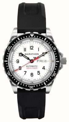 Marathon Édition Arctic jdd jumbo jour/date automatique (46 mm) cadran blanc / bracelet en silicone noir WW194021SS-0530