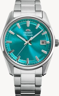Orient Stretto date automatisch gelimiteerde editie (38,5 mm) blauwe wijzerplaat met zonnestraalmotief / roestvrijstalen armband RA-AC0R06L30B