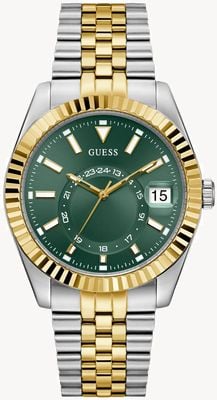 Guess JADEN Multifunction (42mm) Green Sunray Dial / Two-Tone Stainless Steel Bracelet GW0977G4