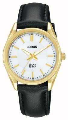 Lorus Sports solaire 100m (31mm) cadran soleillé blanc / cuir noir RY518AX9