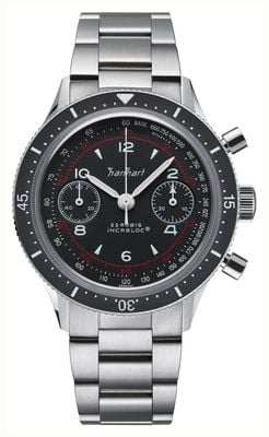 Hanhart 415 es pure (39 mm) czarna tarcza / bransoleta ze stali nierdzewnej H703.215-6428
