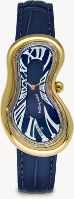 Exaequo Melting Watch Classic PVD Yellow Gold (28mm) Blue Dial / Blue Croco Leather Strap EX 0002.0004