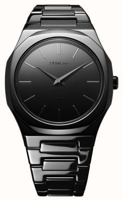 D1 Milano 超薄型ブラックミラー（38mm）ブラックミラーダイヤル/ブラックPVDステンレススチールブレスレット UTBU09