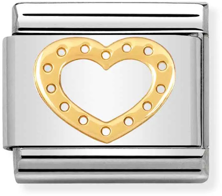 Nomination Classic Love Heart 18ct Gold & Steel Charm 030116/19