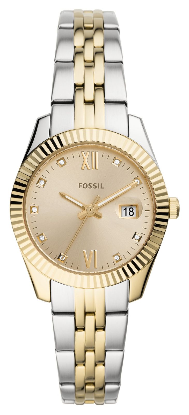 Fossil Scharlachroter Mini FüR Damen | Goldenes Zifferblatt Uhr